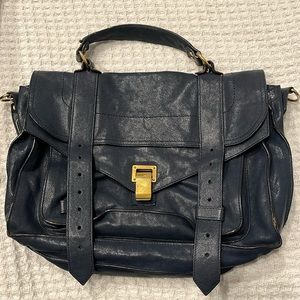 Proenza schouler leather Navy medium size well loved bag with crossbody strap
